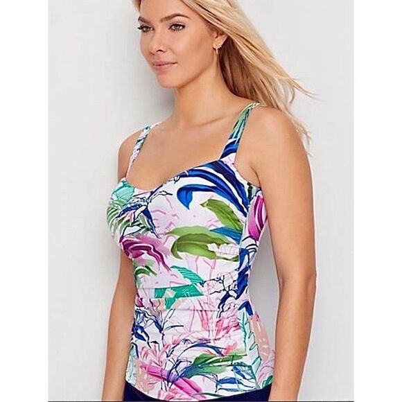 New. GOTTEX floral tankini bra sized top. 36D. - Picture 2 of 6